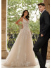 Plunging Neck Beaded Lace Tulle Princess Wedding Dress Plunging Neck Beaded Lace Tulle Princess Wedding Dress